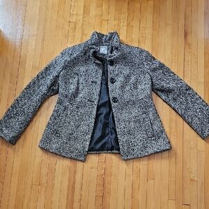 Old Navy Black and Gray Textured Peacoat